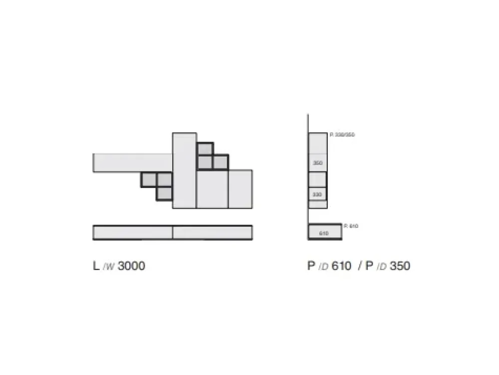 Parete attrezzata Composizione 5cento - 3RF 1250_A^Favero Hot