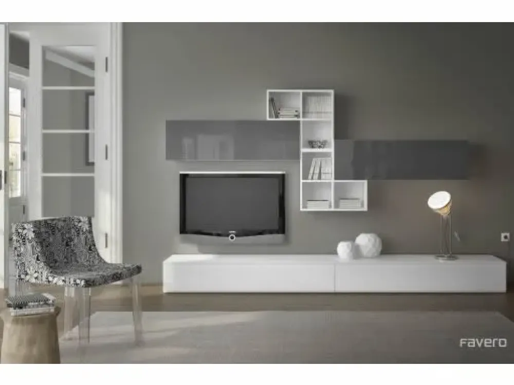 Favero Parete attrezzata Composizione Riflessi - Basic 3RF 1205- Pareti Attrezzate