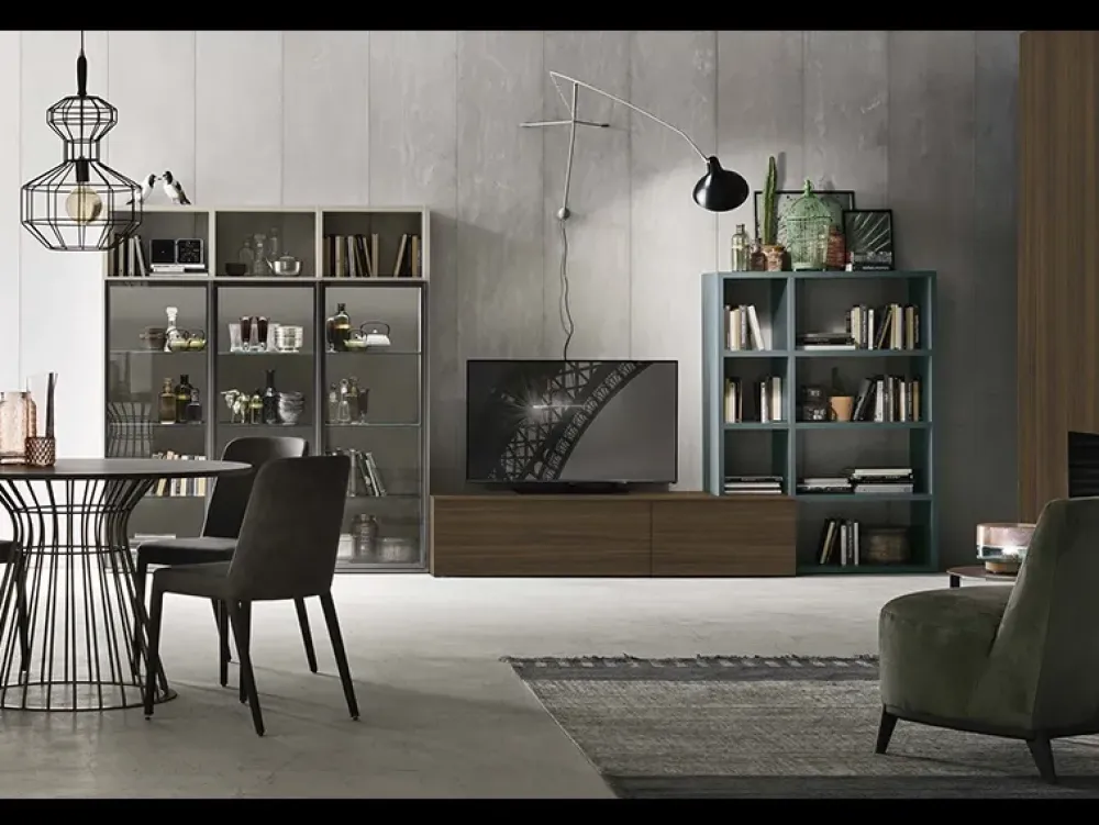 Discount Parete attrezzata in laccato opaco stile moderno A124 Soggiorni Completi