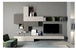 Tomasella Parete attrezzata in laminato materico stile design Atlante skt42- Soggiorni Completi