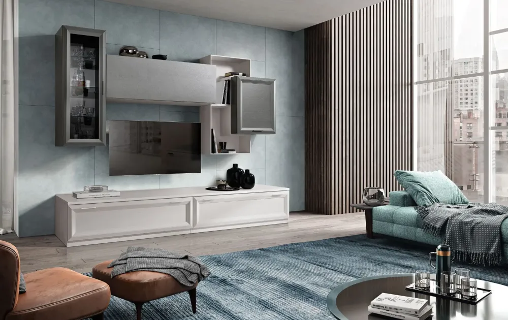 Parete attrezzata Mobile soggiorno modello jazz in stile design a prezzo scontato^Gierre Mobili