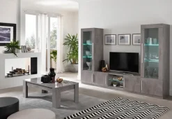 New Parete attrezzata Modello greta grigio marmo di in OFFERTA OUTLET Pareti Attrezzate