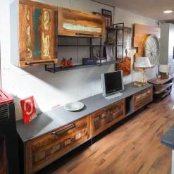 Parete attrezzata Parete soggiorno industrial e legno di in OFFERTA OUTLET^Nuovi Mondi Collection Outlet