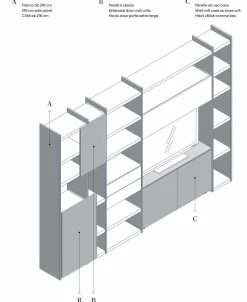 Parete attrezzata Qsm 624 in stile moderno a prezzo ribassato^Imab