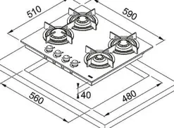 Franke Piano cottura modello Fchr 604 4g he cristallo  di con forte sconto- Piano Cottura