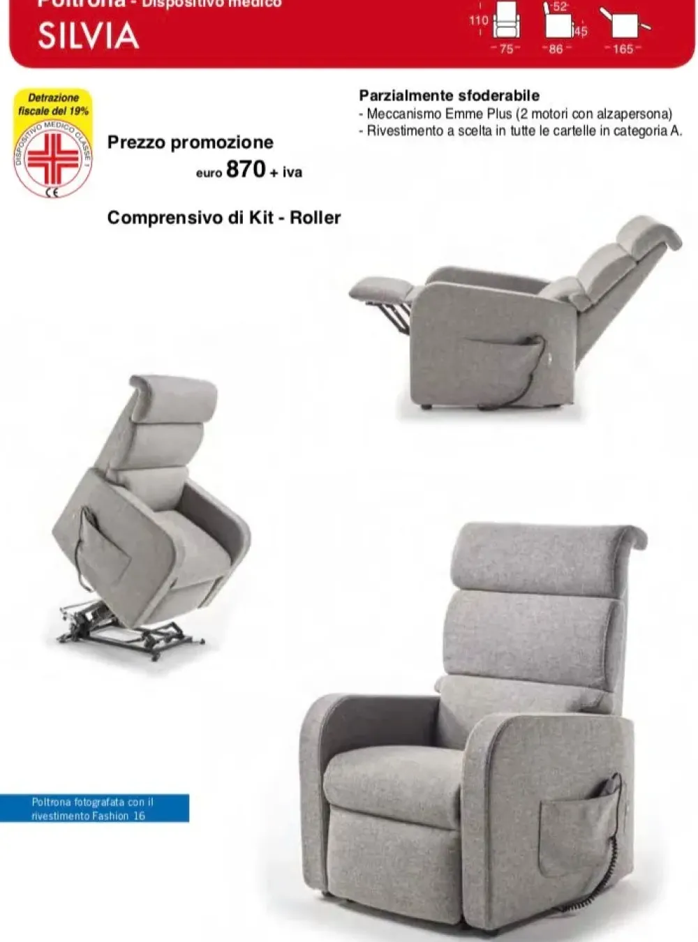 Poltrona con movimento relax Silvia in Tessuto a prezzi outlet Poltrone Relax