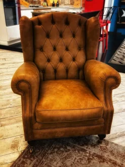 Online Poltrona in stile classica Poltrona in pelle capitonnè in Offerta Outlet Poltrone