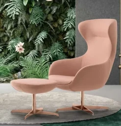 Poltrona Poltrona oro rosa con poggiapiedi in Tessuto SCONTATA^Md work Sale