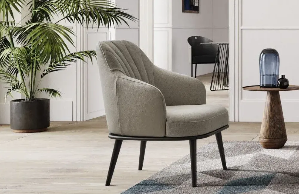 Poltroncina Aaron. Seduta fissa e design moderno. Mottes selection a prezzi outlet.^Collezione esclusiva Clearance