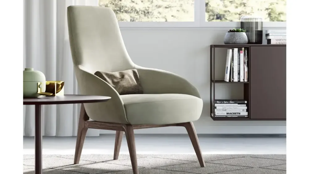 Poltroncina Karin scontata. Seduta fissa. Lunghezza 50 caratteri.^Doimo Salotti Clearance