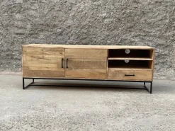 Outlet Etnico Porta tv di modello Mobil portatv factory ferro e legno a PREZZI OUTLET- Porta Tv