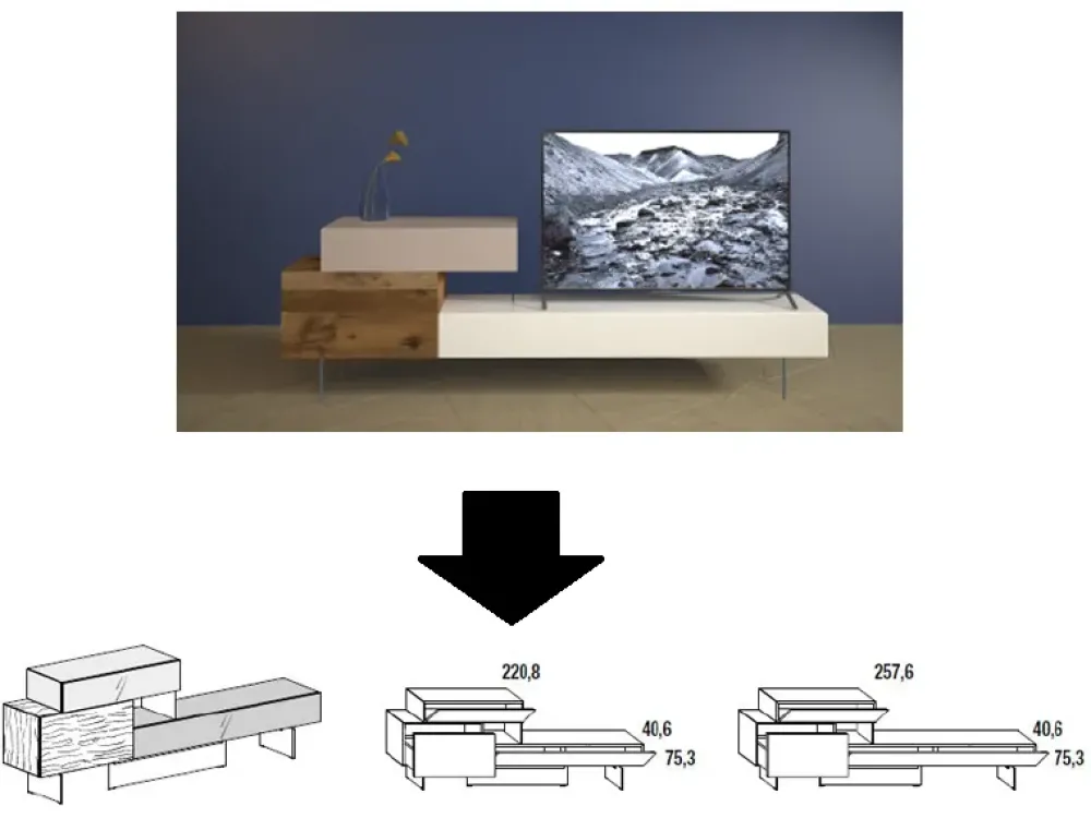 Lago Porta tv per il living modello Tv unit 0514 di scontato- Porta Tv