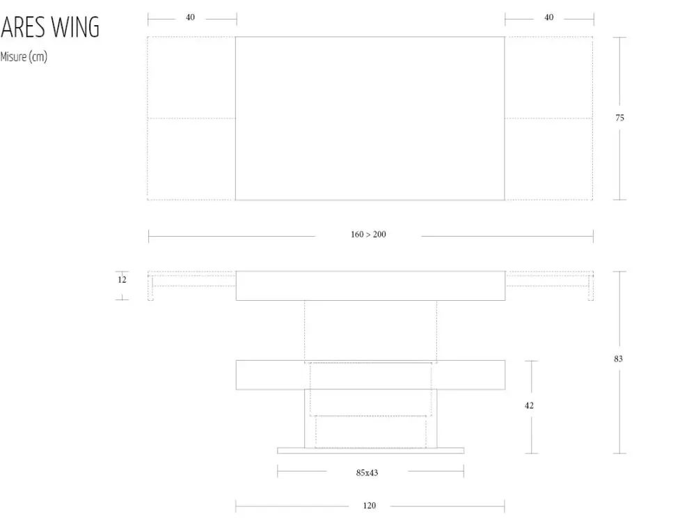 New Prezzi ribassati per il tavolino moderno Ares wing di Tavolini