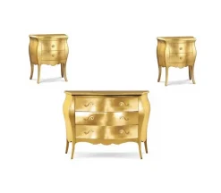 Outlet Progettista Interni: Comodino Modello Como in legno con foglia oro a prezzo scontato. Comodini