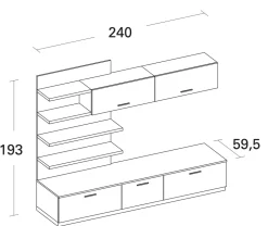 Sale Progettista interni: scopri Composizione Living 240-02 di a prezzi outlet! Pareti Attrezzate