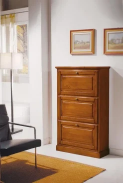 Outlet Scarpiera modello Scarpiera in legno massello a 4 scomparti in promo-sconto del 50% in legno a prezzo scontato Scarpiere