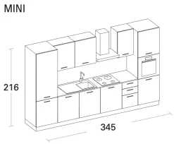 Scopri la cucina lineare moderna Composizione 345-02 a prezzo scontato!^Arrex New