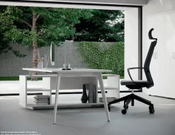 Flycom Scrivania direzionale in legno Ufficio completo  a marchio a prezzi outlet- Arredo Ufficio