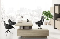 Scrivania direzionale in legno Direzionale jera con allungo su mobile di servizio a marchio in offerta^Las Mobili Outlet