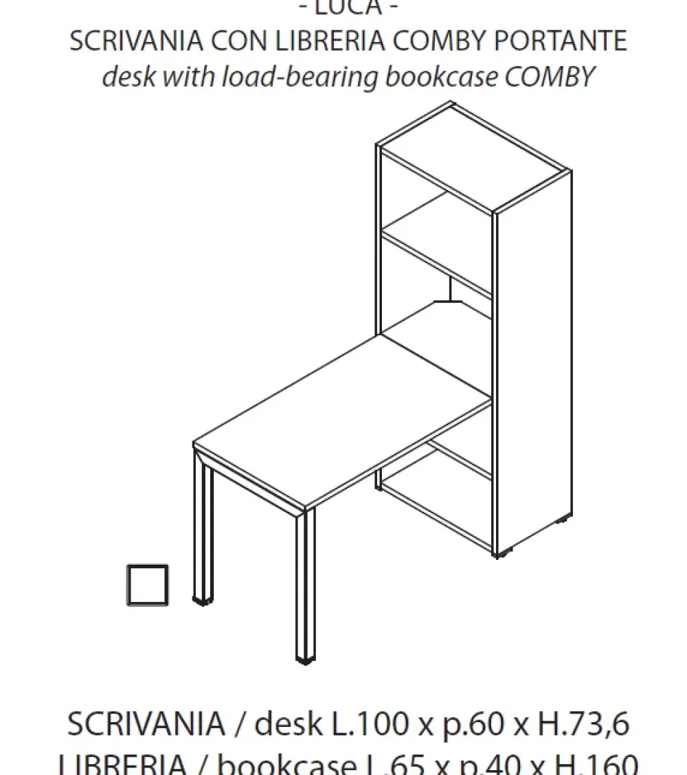 Scrivania direzionale in legno Luca - postazione home office con sedia a prezzi convenienti^Las Mobili