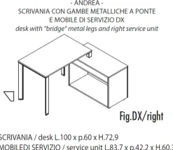 Las Mobili Scrivania direzionale in legno Andrea - postazione home officecon sedia a marchio a prezzi convenienti- Arredo Ufficio