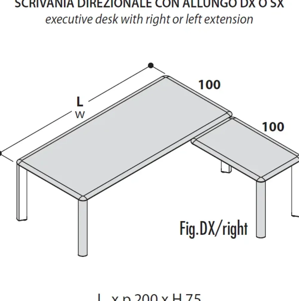 Scrivania direzionale in legno Direzionale iulio a marchio a prezzi convenienti^Las Mobili New