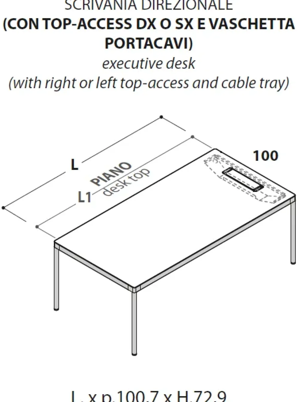 Las Mobili Scrivania direzionale modello Fil rouge - ufficio completo in legno ad un prezzo vantaggioso- Arredo Ufficio