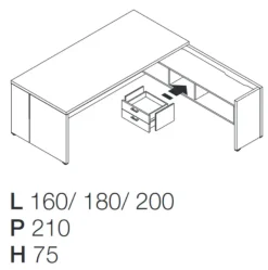 Las Mobili Scrivania direzionale modello Delta - composizione ufficio completo in legno ad un prezzo speciale- Arredo Ufficio