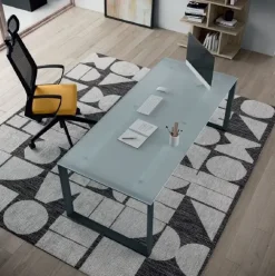 Scrivania direzionale modello E ufficio completo stratos plus in vetro ad un prezzo speciale^Flycom Best