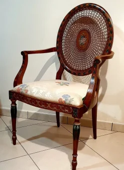 Collezione esclusiva SEDIA Poltroncina noce imbottita schienale paglia di vienna a PREZZO OUTLET- Sedie