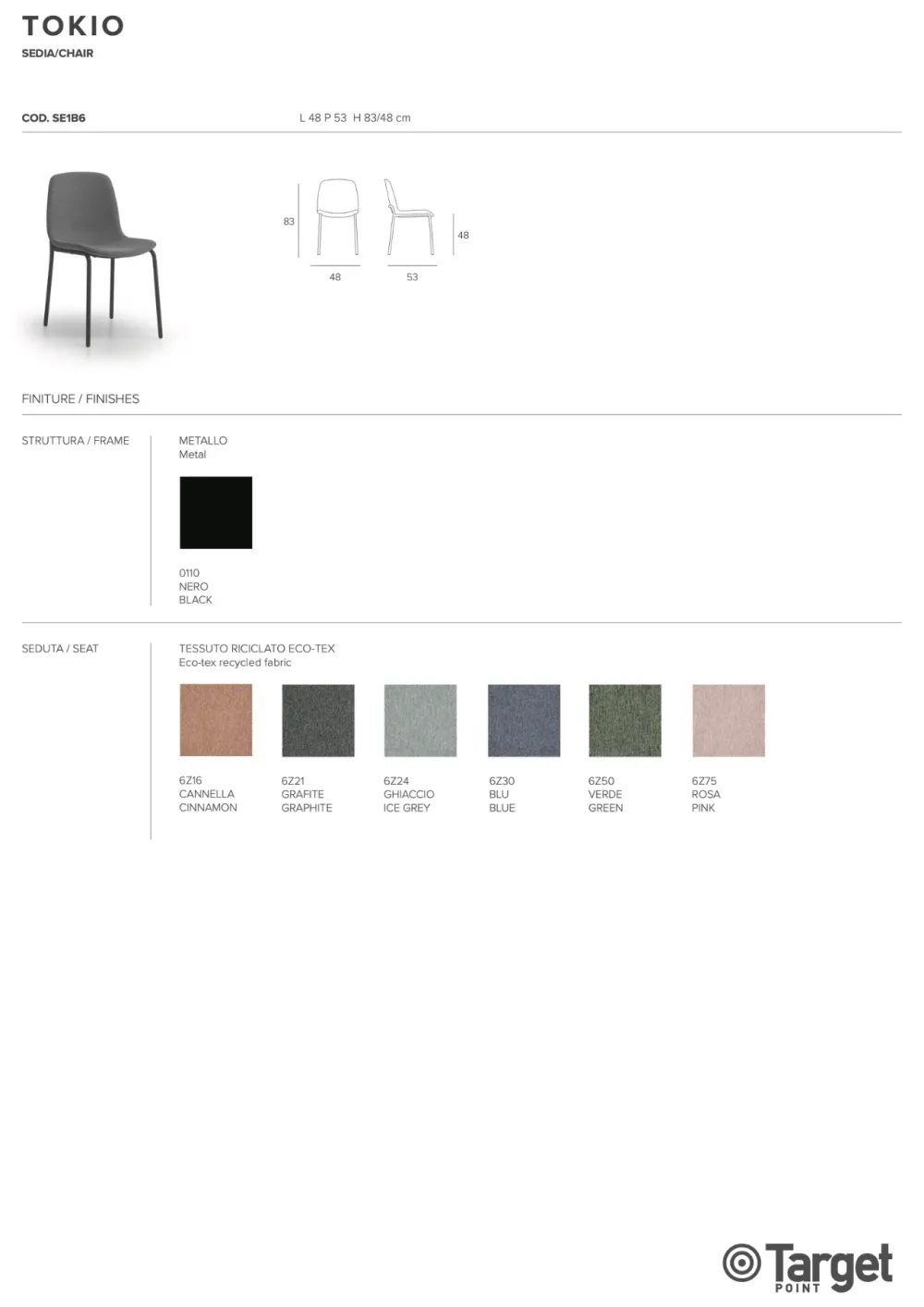 Online Sedia con schienale basso modello Tokio a prezzo riservato Sedie