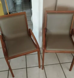 Arte Brotto Sedia in pelle poltroncina Poltroncina in pelle colore fango essenza noce scontata- Sedie