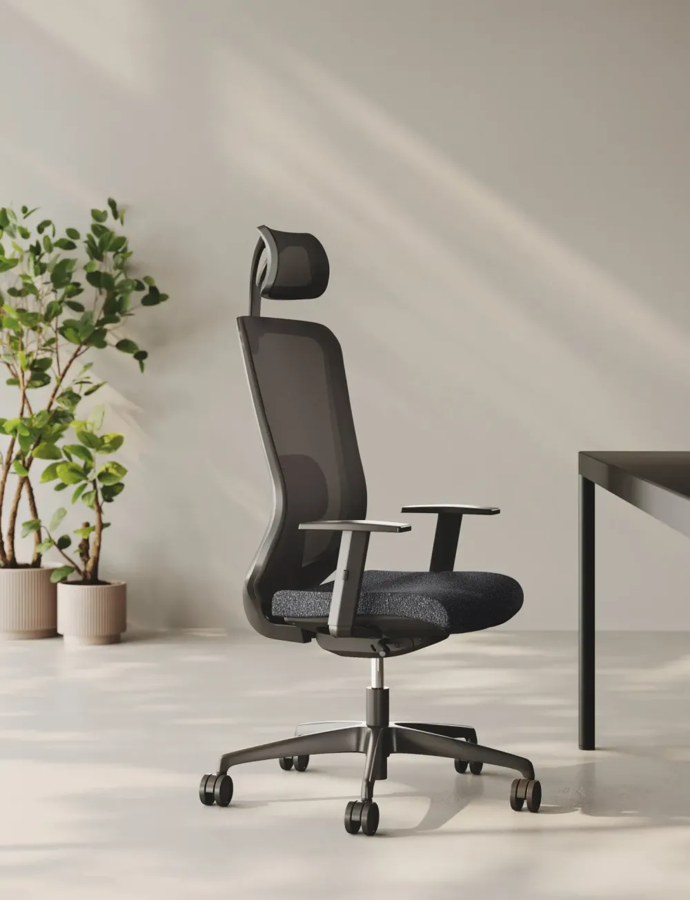 Las Mobili Sedia operativa in ecopelle Comfort con poggiatesta a marchio a prezzi convenienti- Arredo Ufficio