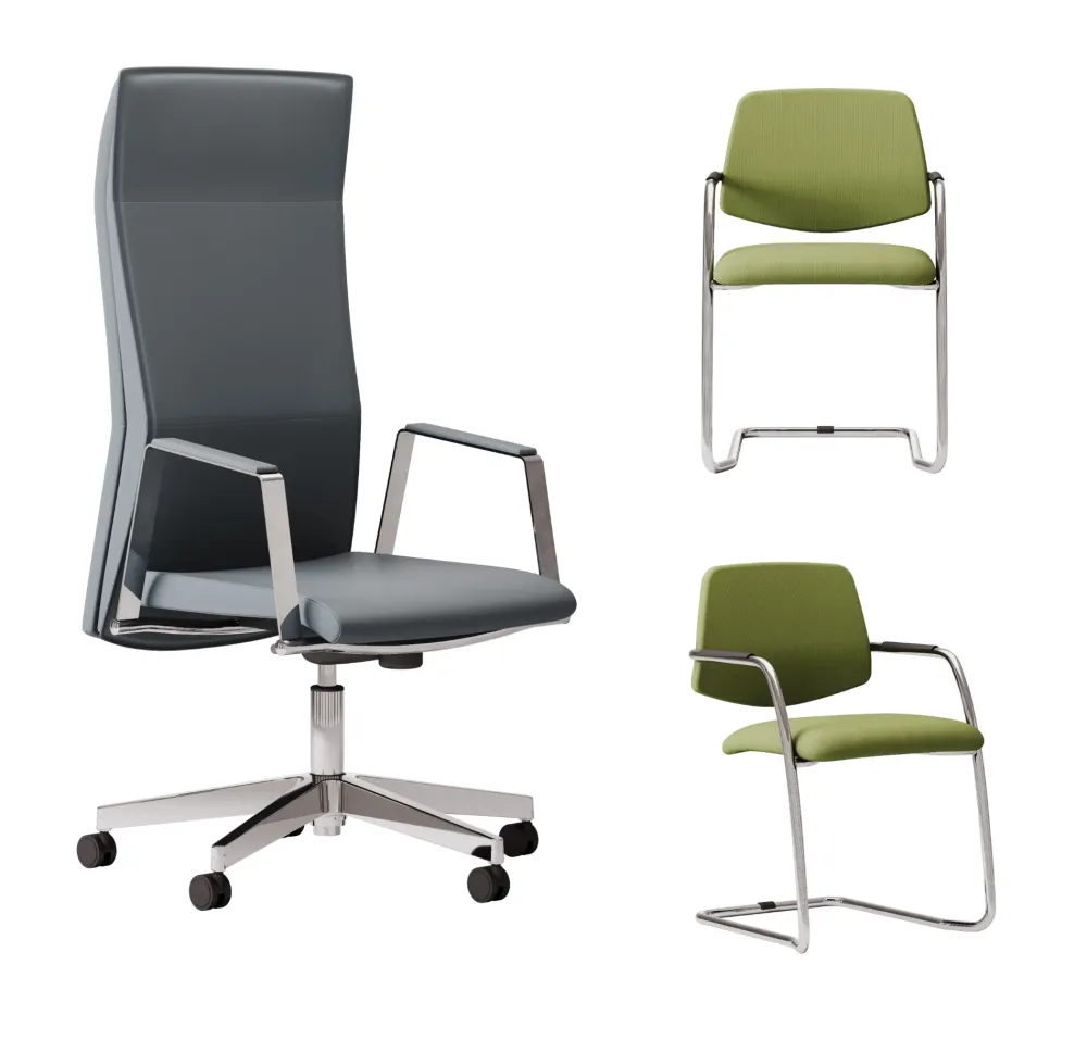 Sedia operativa in ecopelle Athena direzionale + 2 sedie slitta con forte sconto^Las Mobili Outlet