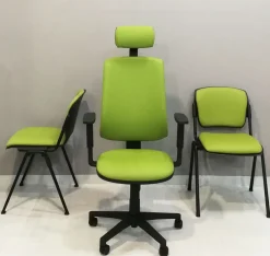 Sale Sedia operativa Mask schienale alto + 2 sedie attesa  in ecopelle a prezzo Outlet Arredo Ufficio