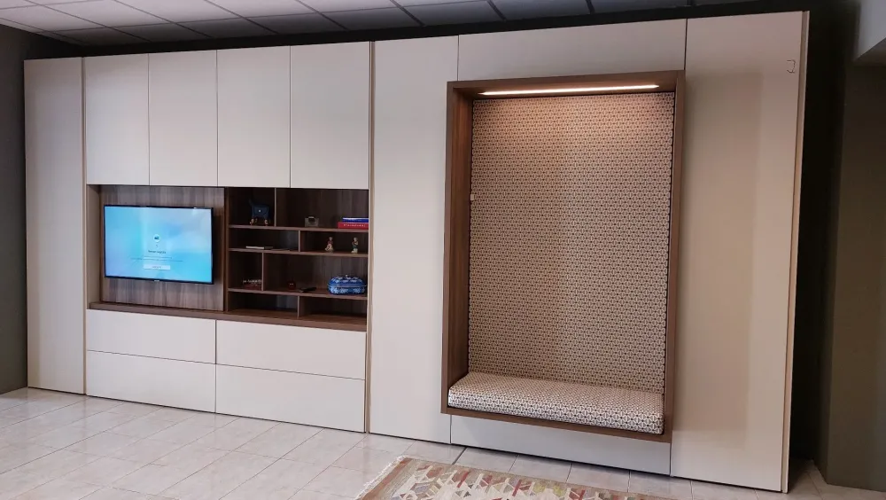 Discount Soggiorno completo Alcova con letto di in melamminico in Offerta Outlet Soggiorni Completi