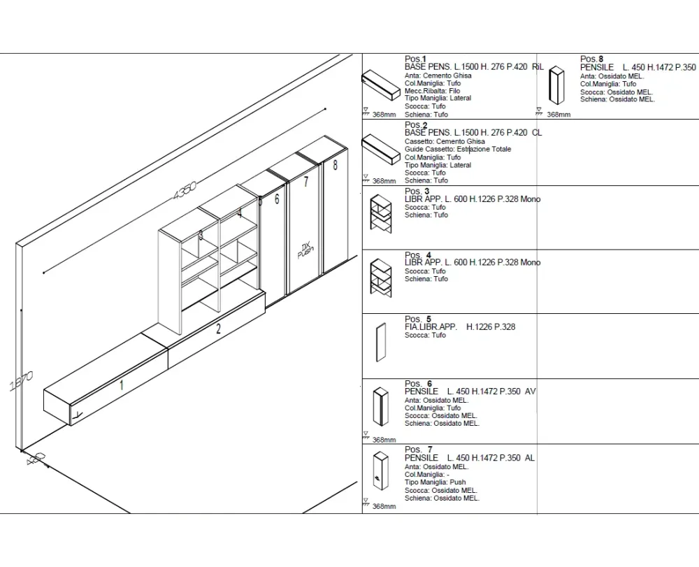Orme Soggiorno completo Living di in stile moderno a prezzi outlet- Soggiorni Completi