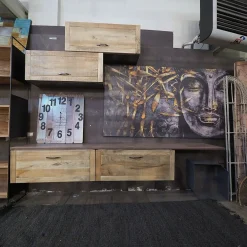 Outlet Etnico Soggiorno completo modello Parete soggiorno industrial 4 moduli newport  di a prezzo scontato- Soggiorni Completi