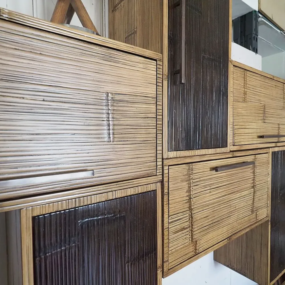 Bortoli Soggiorno completo modello Composizione soggiorno bambu miele e black di a prezzo scontato- Soggiorni Completi