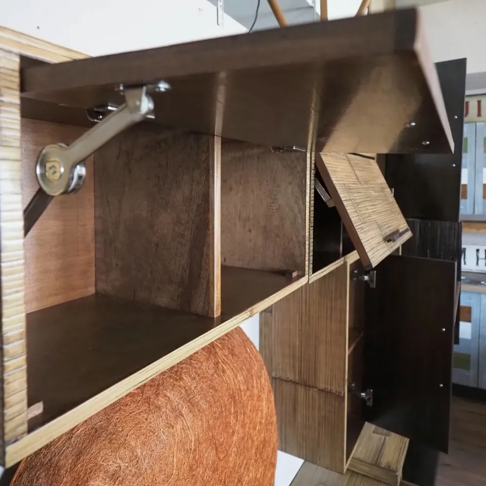 Bortoli Soggiorno completo modello Composizione soggiorno bambu miele e black di a prezzo scontato- Soggiorni Completi