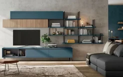 Colombini Casa Soggiorno completo modello Soggiono colombini golf in colore rovere e blu opale di a prezzo Outlet- Soggiorni Completi