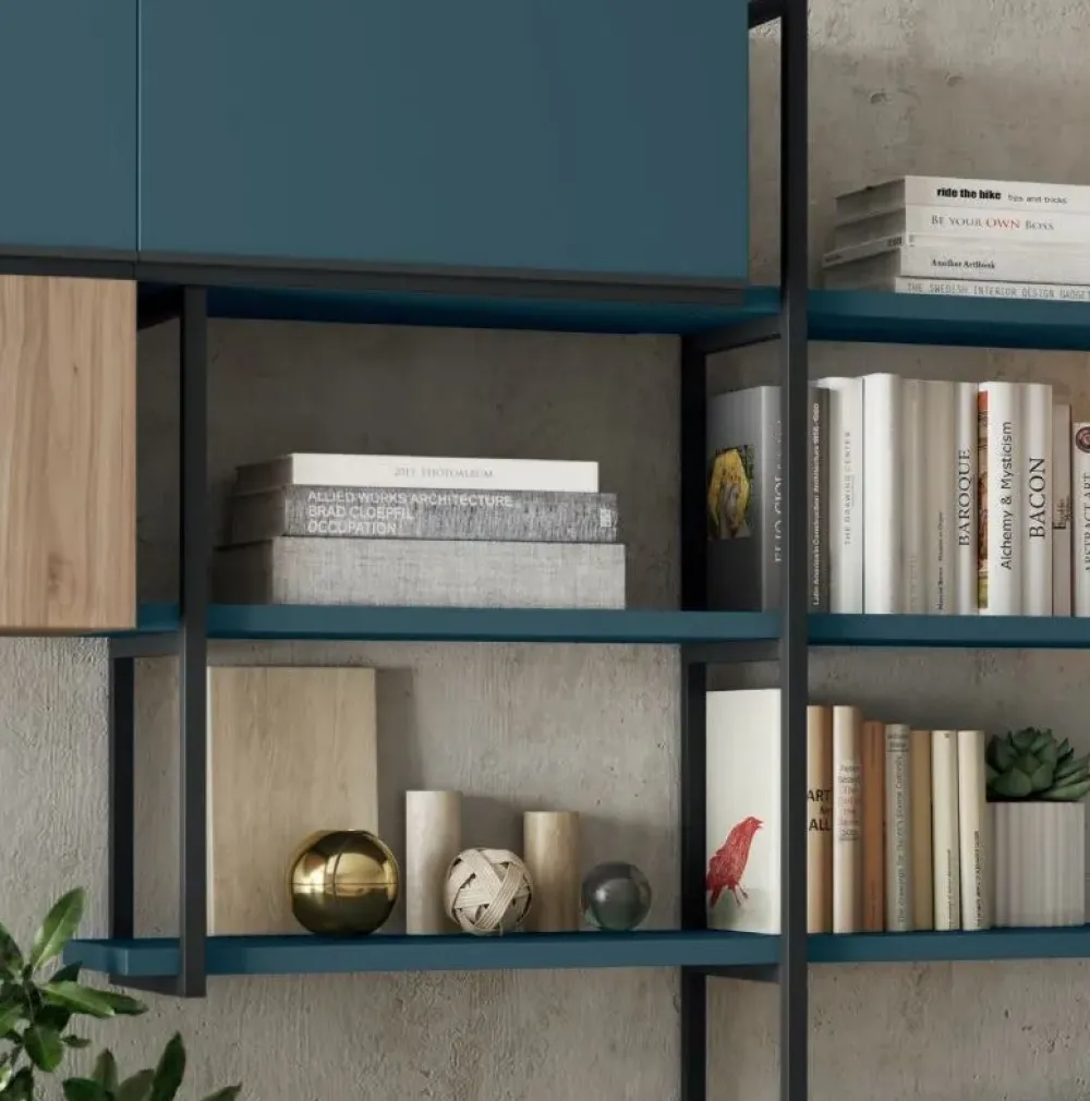 Colombini Casa Soggiorno completo modello Soggiono colombini golf in colore rovere e blu opale di a prezzo Outlet- Soggiorni Completi