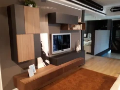 Mobilgam Soggiorno completo Soggiorno mobilegam in legno  noce cannettato di in stile design con forte sconto- Soggiorni Completi