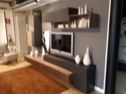 Mobilgam Soggiorno completo Soggiorno mobilegam in legno  noce cannettato di in stile design con forte sconto- Soggiorni Completi