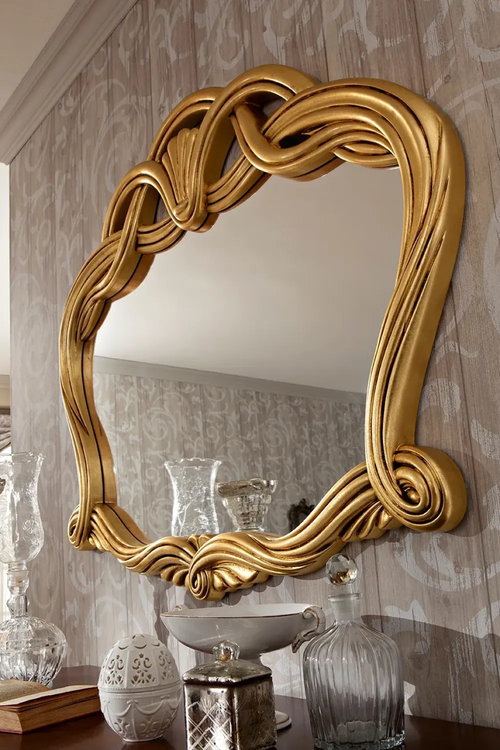 Specchio Modello treccia oro di a prezzi ribassati^Artigianale New