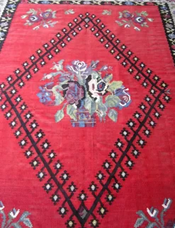 Tisca Tappeto classico Kilim, tappeto orientale rombo centrale, rug a prezzo scontato- Tappeti