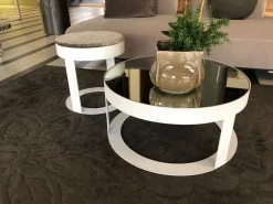 Frigerio Tavolino Coppia tavolino + pouf otis in laccato opaco sconto del 62%- Tavolini