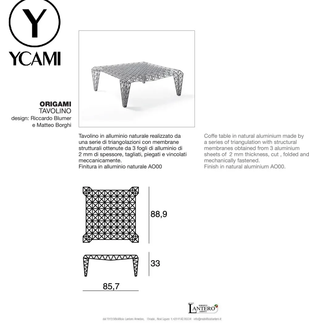 Ycami Tavolino design coffe table origami di a prezzo ribassato- Tavolini