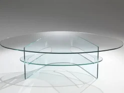 Artigianale Tavolino design Tavolino mod.seneca in cristallo ovale in promo-sconto del 40% di a prezzo ribassato- Tavolini