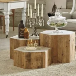 Dialma Brown Tavolino in stile design modello Db004447 set di tre tavolini esagonali di a prezzi imbattibili- Tavolini